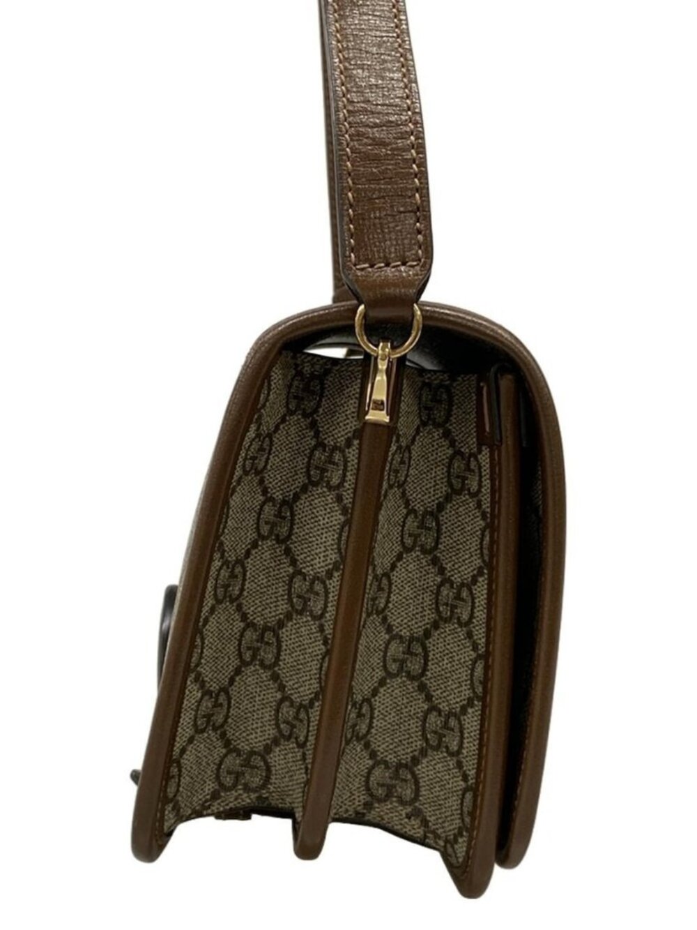 GUCCI GG Supreme, Interlocking G 671620 Beige Dark Brown PVC - Shoulder Bag - Picture 4 of 15